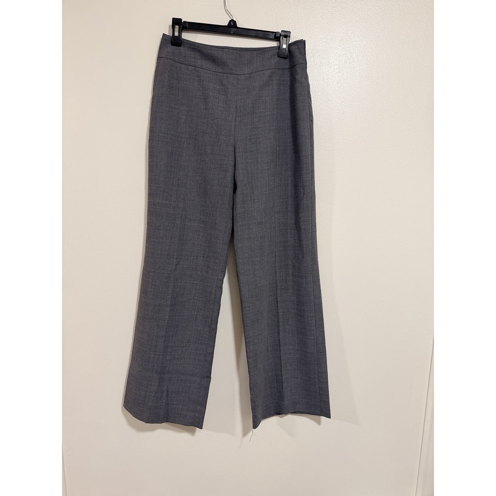 Anne Taylor Lined Wool Gray Wide Leg Trousers Business Casual Academia Capsule